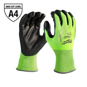X-Large High Visibility Level 4 Cut Resistant Polyurethane Dipped Work Gloves
