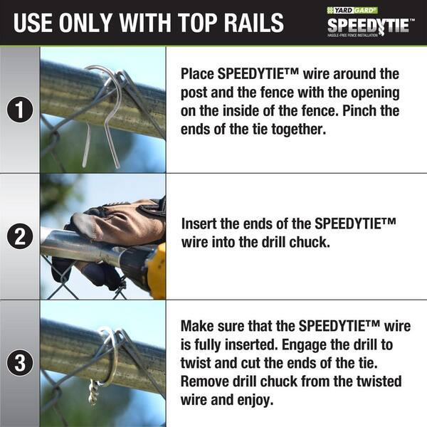 YARDGARD SpeedyTie Chain Link Fence Top Rail Galvanized Steel Tie Wires 1-3/8
