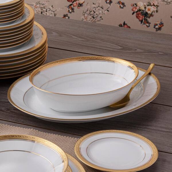 Noritake Crestwood Gold 14 in. (Gold) Porcelain Oval Platter 4167