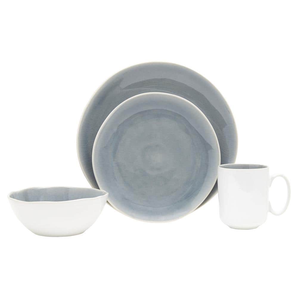 BAUM 16-Piece Kalm Grey Ceramic Dinnerware Set (Service for 4 people ...