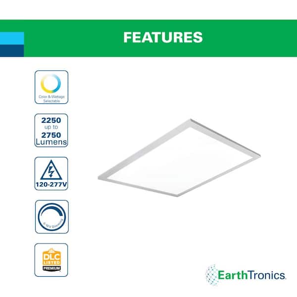 2 ft. x 2 ft. 4000 Lumens Integrated LED Back-Lit Flat Panel Light, 3500K/4000K/5000K, (4-Pack)