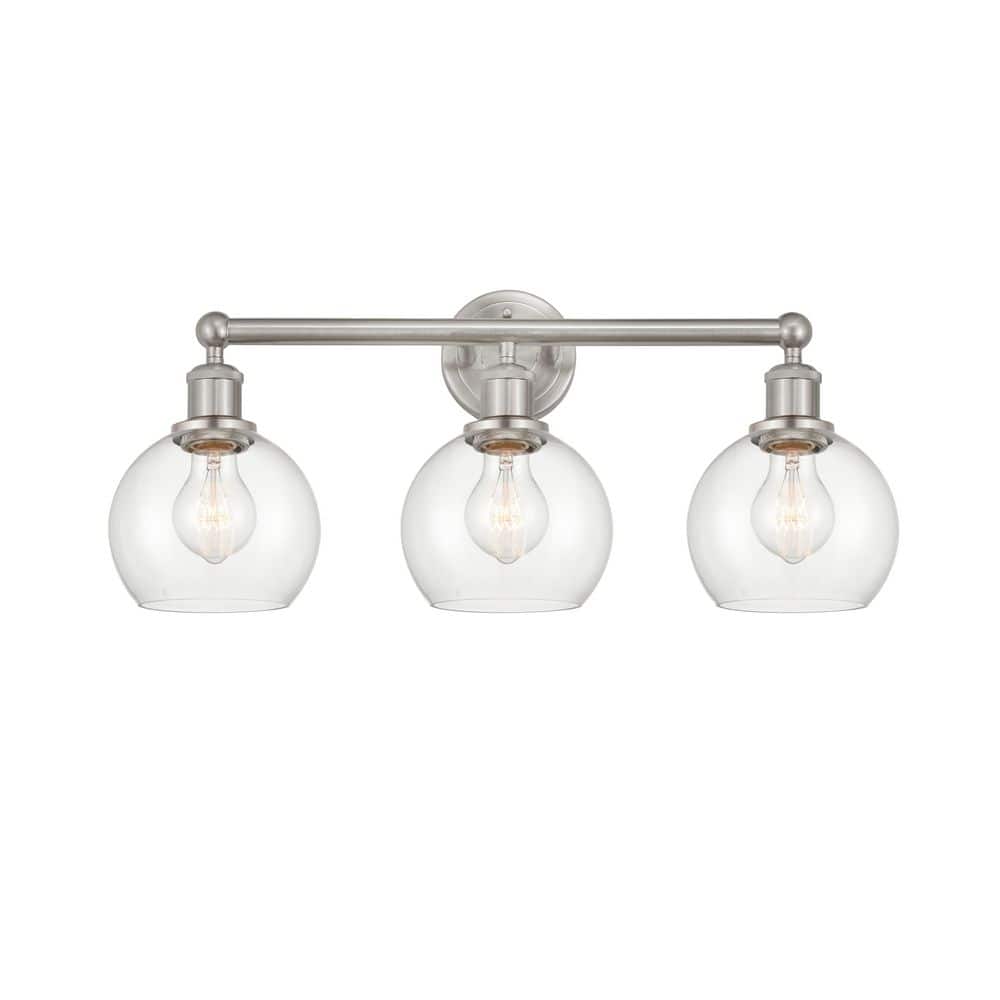 Athens 24 in. 3-Light Brushed Satin Nickel Vanity Light with Glass Shade price history on PriceWatchPro