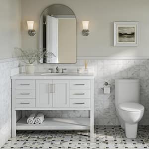 Magnolia 48.25 in. W x 22 in. D x 36 in. H Single Freestanding Bath Vanity in White with Carrara Qt. Top