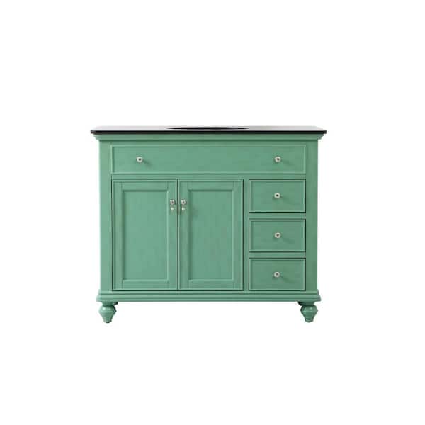 Unbranded Simply Living 42 in. W x 21 in. D x 35 in. H Bath Vanity in Vintage Mint with Black Granite Top