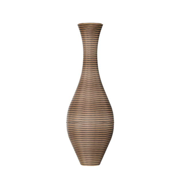 41 in. Beige Plastic Tall Artificial Rattan Floor Vase for Living Room Decor Set of 1