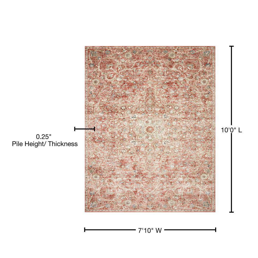 Rust and Beige Stain-Resistant Synthetic Area Rug 7'-10" x 10'