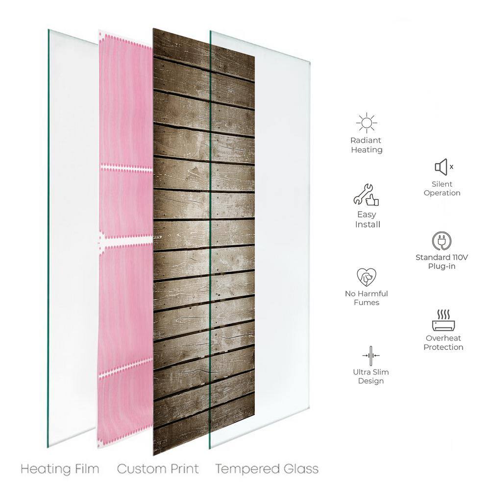 Brown Radiant Wall Mounted Glass Heater Panel, 16x48 inches