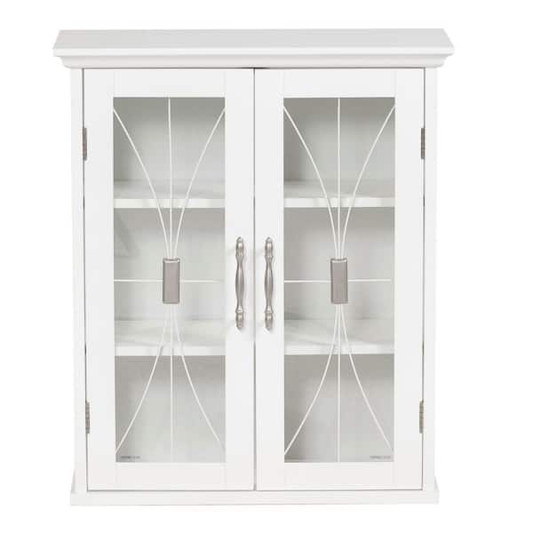 Delaney 20-1/2 in. W x 24 in. H x 8-1/2 in. D Bathroom Storage Wall Cabinet with 2 Glass Doors in White