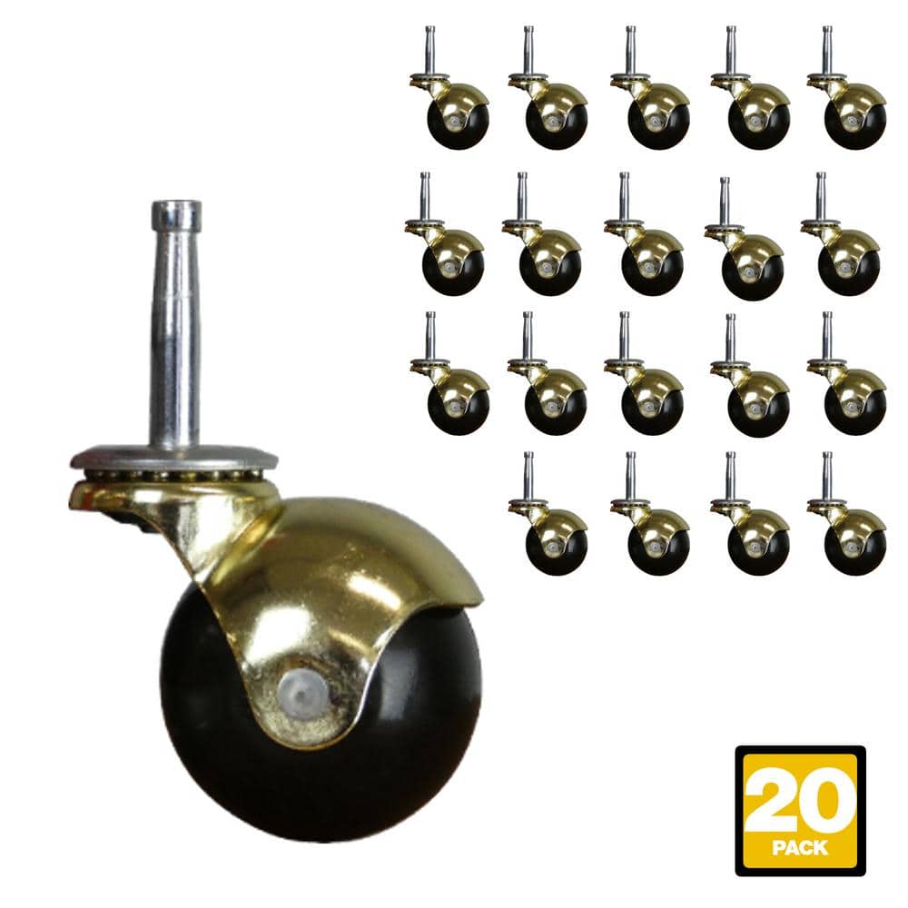 Everbilt 2 in. Black Rubber and Brass Hooded Ball Swivel Stem Caster with  80 lb. Load Rating (20-Pack) 49516-20 - The Home Depot
