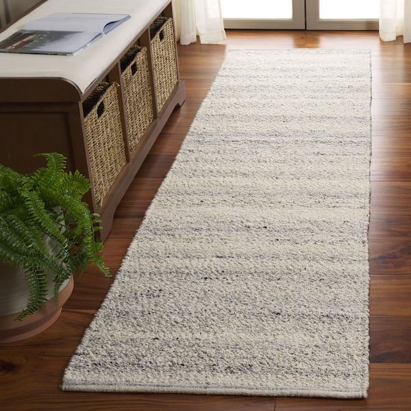 Natura 2 ft. x 8 ft. Light Gray Solid Distressed Runner Rug