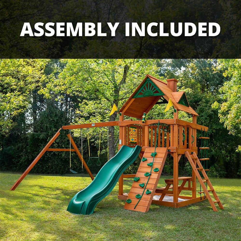 Professionally Assembled Chateau Kids Outdoor Playground Set with Slide, Sa