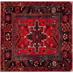 Vintage Hamadan Red/Multi Doormat 3 ft. x 3 ft. Floral Border Square Area Rug