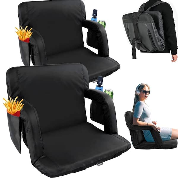 BOZTIY 6 Reclining Positions Stadium Seats Chair with Padded Cushion Chair Back And Armrest Support (2-Pack)