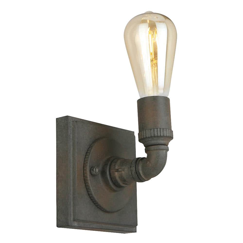 Eglo Wymer 4.61 in. W x 5.63 in. H 1-Light Zinc Industrial Wall Sconce with Open Bulb -  202853A