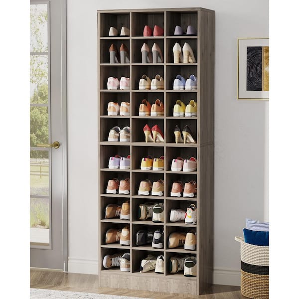 BYBLIGHT 70.86 in. H x 25.6 in. W Gray 30-Pairs Tall Shoe Storage
