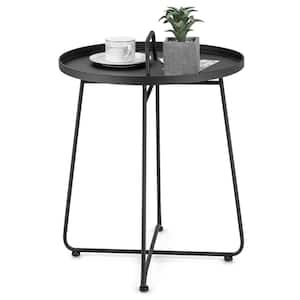 Outdoor Metal Patio End Side Table Weather Resistant for Garden Balcony Yard