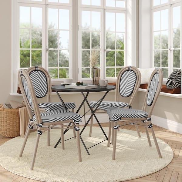 Carnegy Avenue Brown Aluminum Outdoor Dining Chair in Black Set of 4