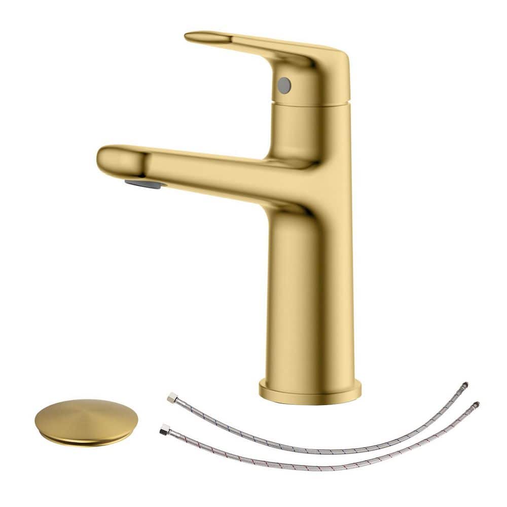 7.76 in. H Single Handle Single Hole Bathroom Faucet with Pop Up Drain in Brushed Gold price history on PriceWatchPro