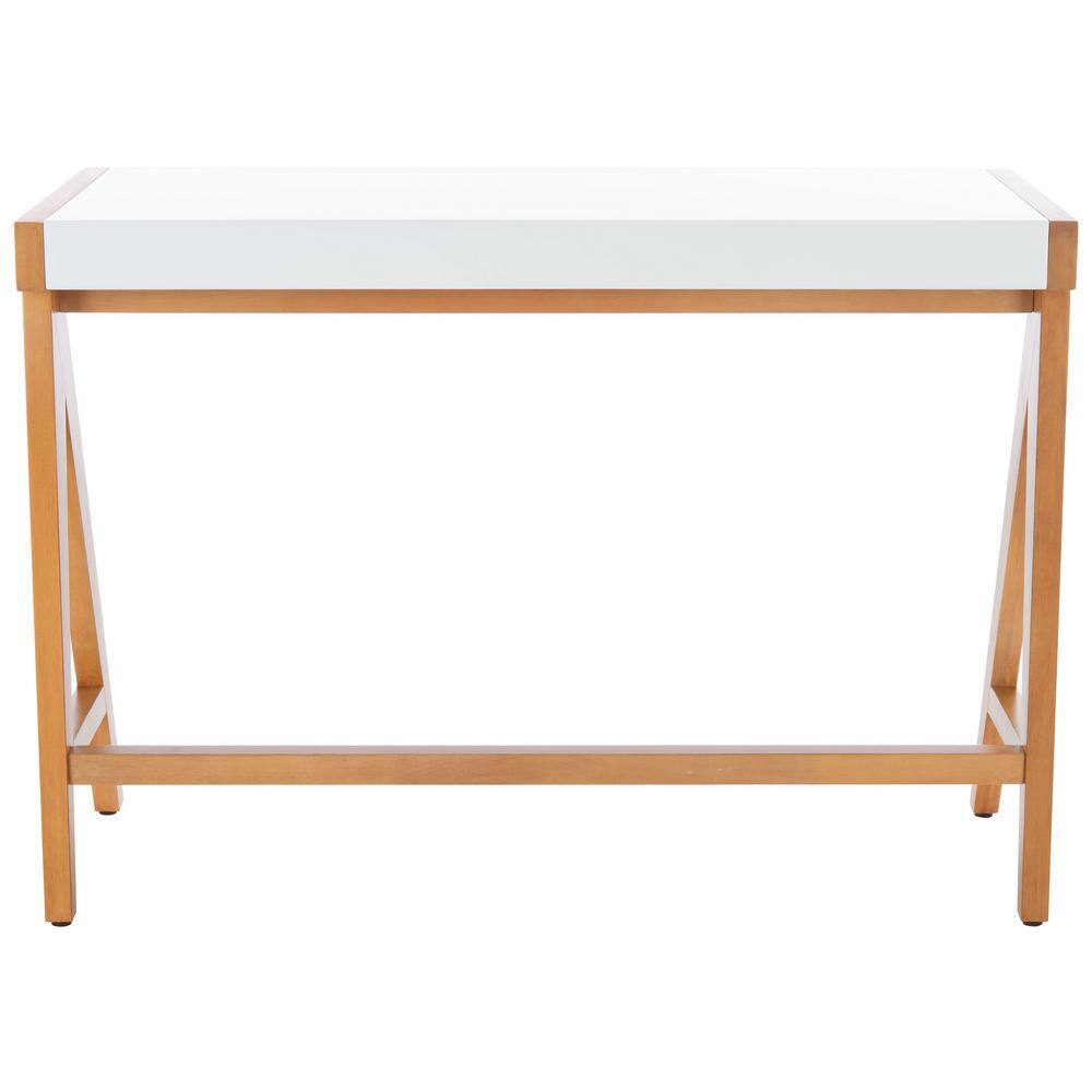 Ripley 46'' Oak and White Industrial Farmhouse Writing Desk