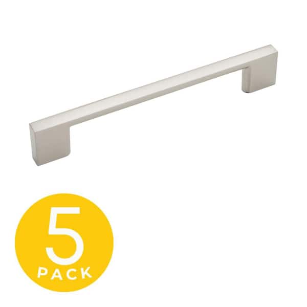 Slim Style 5 in. (128 mm) Center-to-Center Modern Satin Nickel Cabinet Bar Pull (5-Pack)