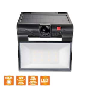120-Degree Black Motion Activated Solar Powered Outdoor 1-Head LED Security Flood Light 320 Lumens