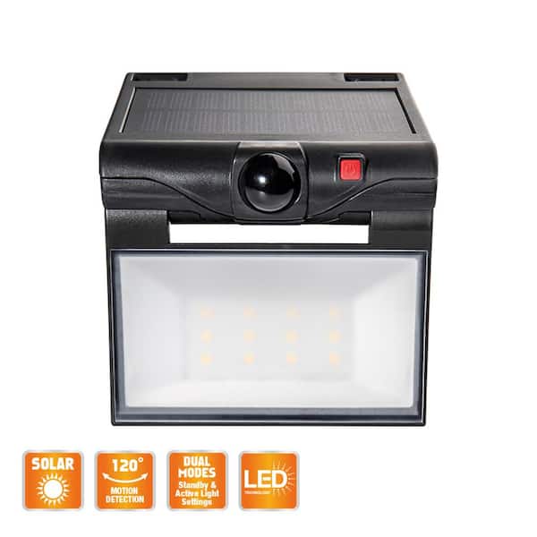 Defiant 120-Degree Black Motion Activated Solar Powered Outdoor 1-Head LED Security Flood Light 320 Lumens