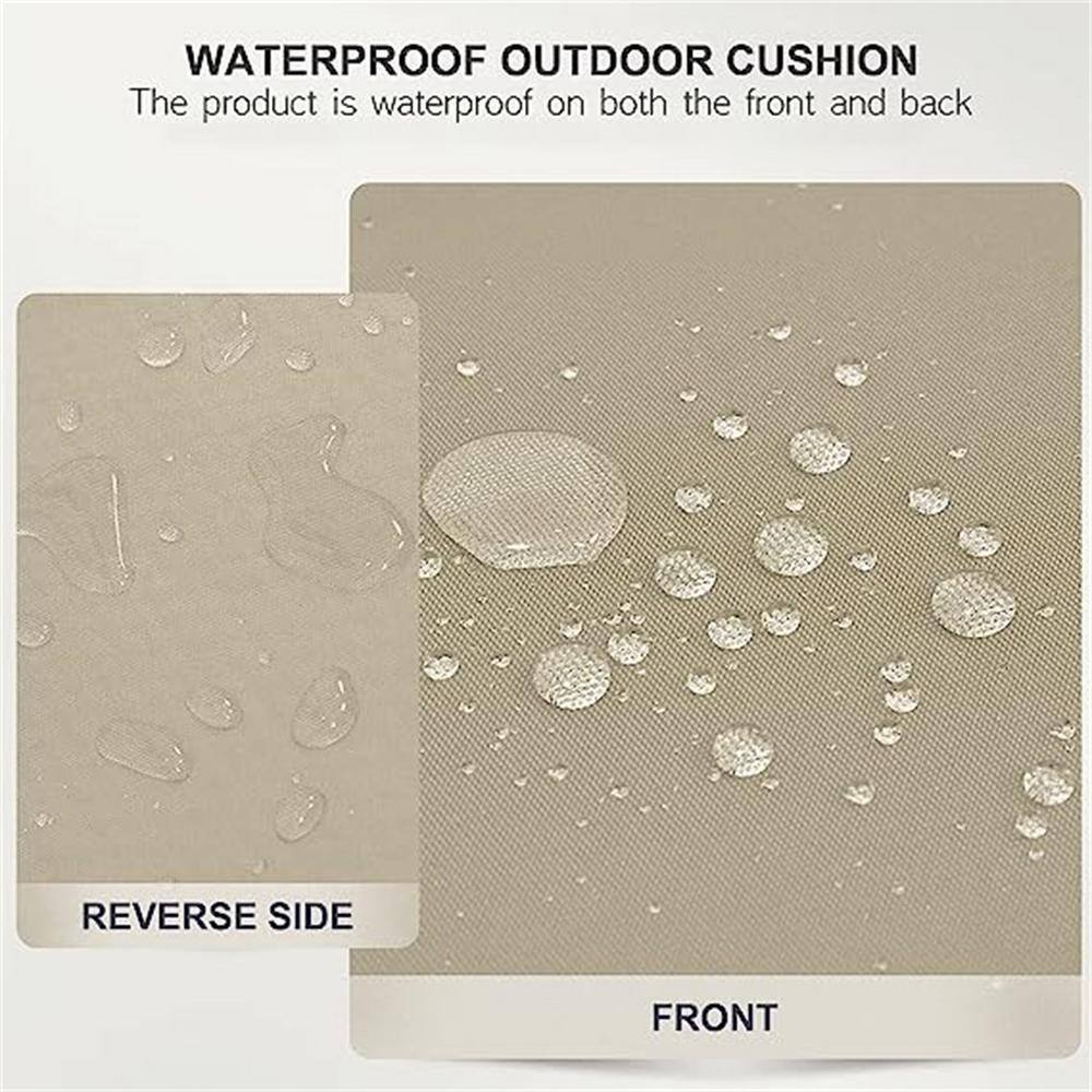 Beige Foam Waterproof Outdoor Chair Cushions Set of 2