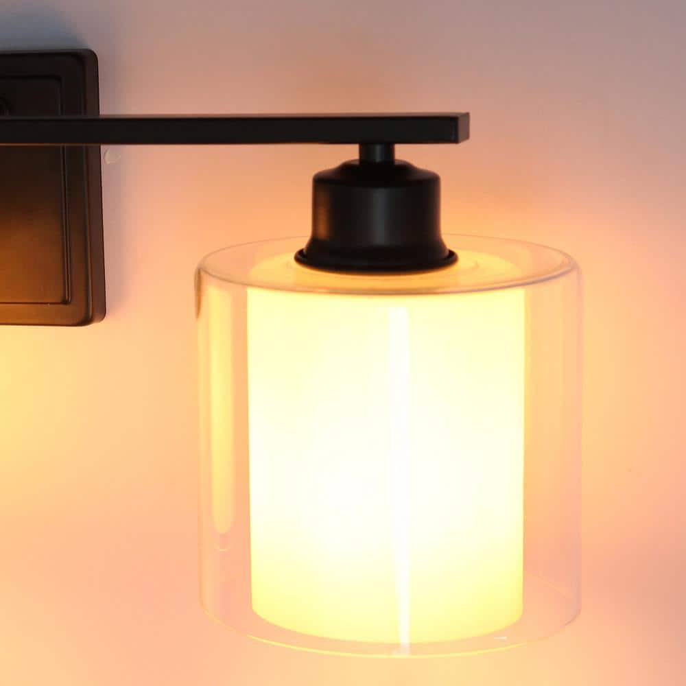 24.75" Oil-Rubbed Bronze Vanity Light with White Glass Shades