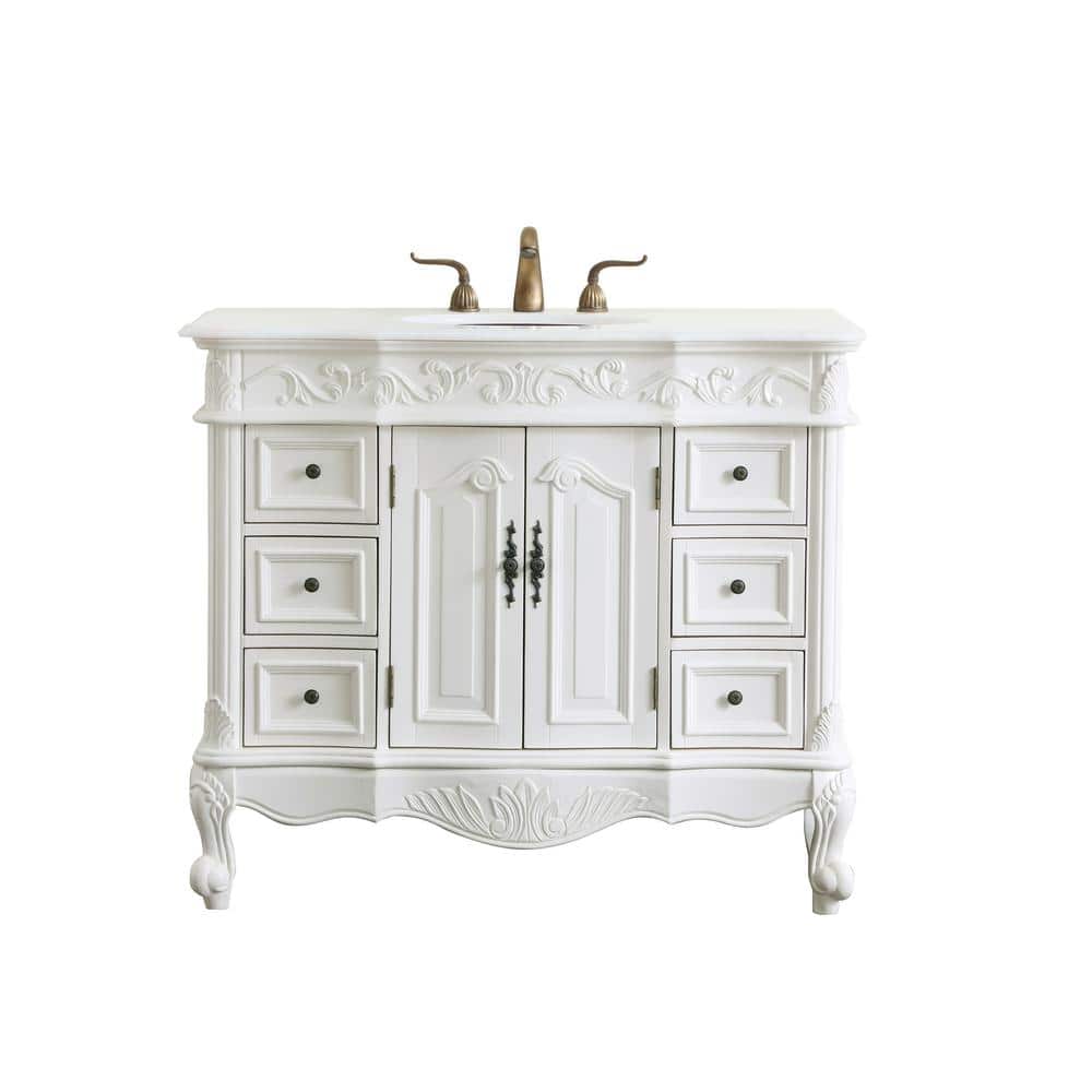 Simply Living 42 in. W x 22 in. D x 36 in. H Bath Vanity in Antique White w