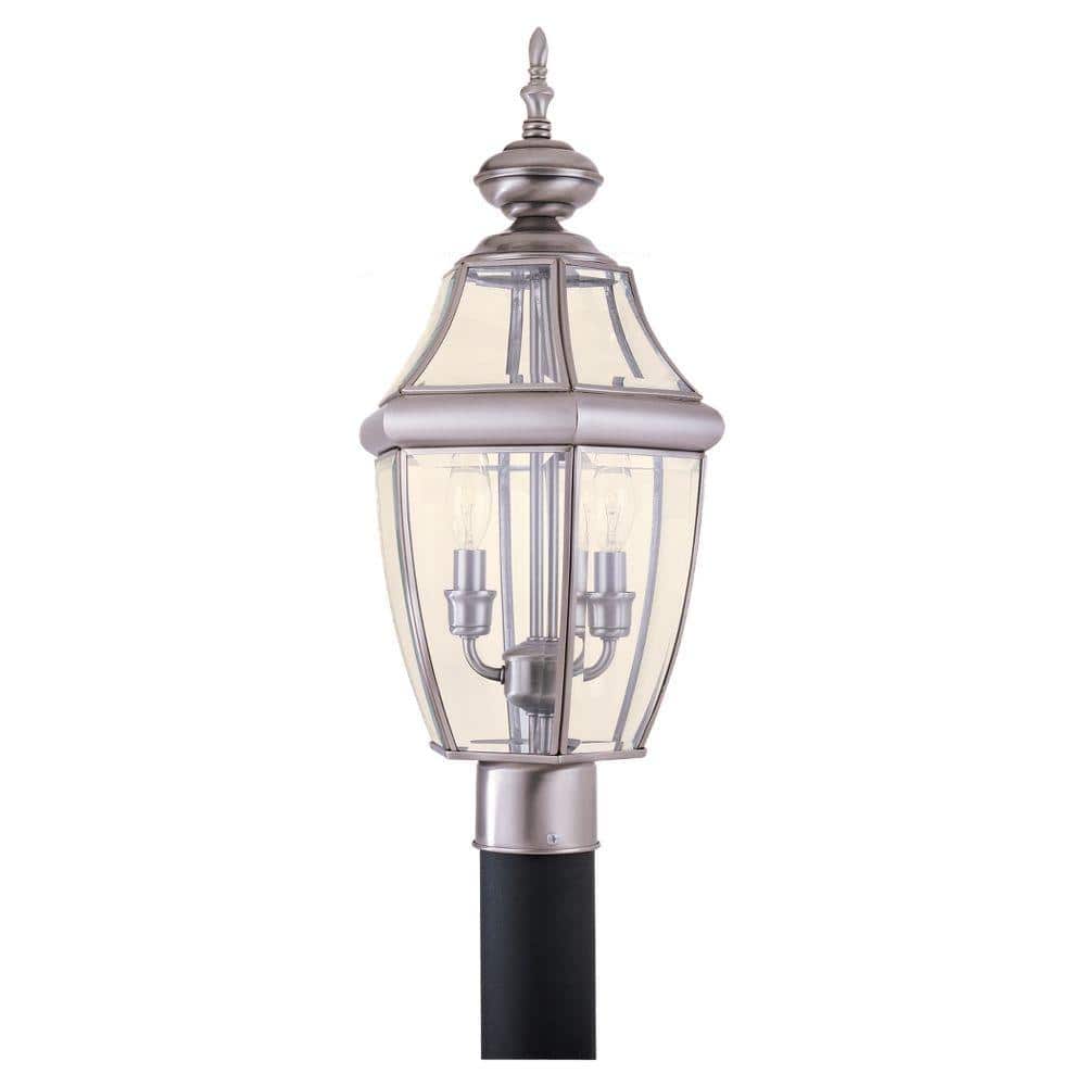 Lancaster 2-Light Traditional Antique Brushed Nickel Outdoor Lamp Post Ligh