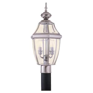Lancaster 2-Light Traditional Antique Brushed Nickel Outdoor Lamp Post Light