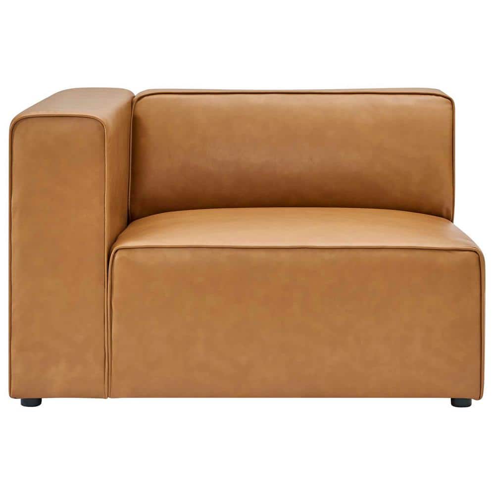 Mingle Contemporary 3-Piece Tan Faux Leather Sectional Sofa