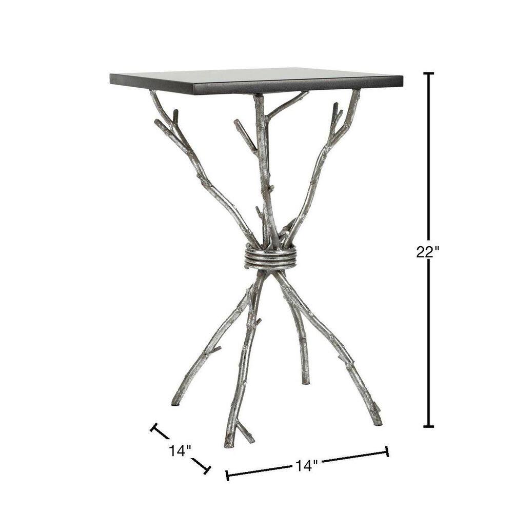 Alexa Black Granite Top Silver Branch Accent Table