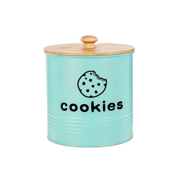 1 Piece Decorative Blue Airtight Cookie Jar for Kitchen Counter, Christmas, and Gift Giving Cookie Storage Containers