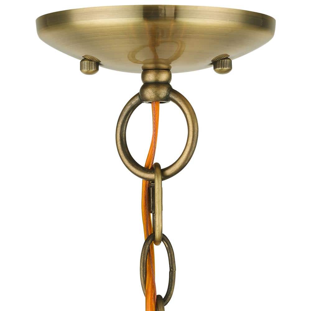 Antique Brass Mini 3-Light Chandelier with Teardrop Crystals