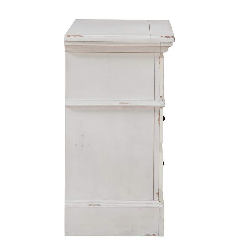 Stonebrook Antique White 3-Drawer Transitional Rustic Nightstand