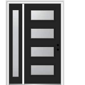 51 in. x 81.75 in. Celeste Frosted Glass Left-Hand Inswing 4-Lite Eclectic Painted Steel Prehung Front Door w/ Sidelite