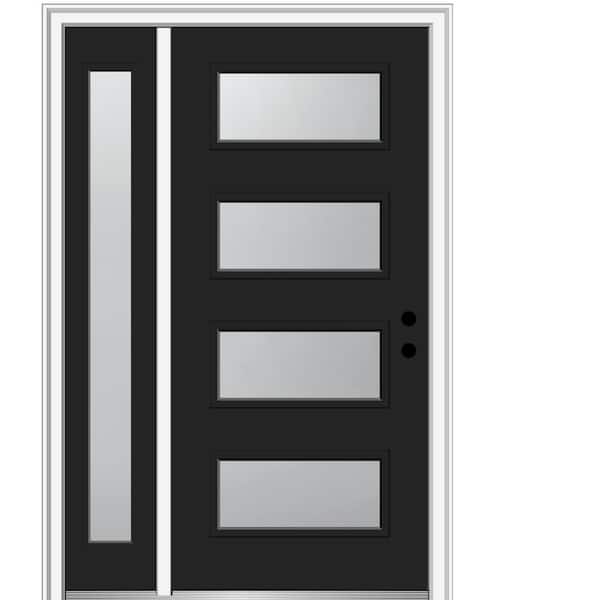 MMI Door 51 in. x 81.75 in. Celeste Frosted Glass Left-Hand Inswing 4-Lite Eclectic Painted Steel Prehung Front Door w/ Sidelite