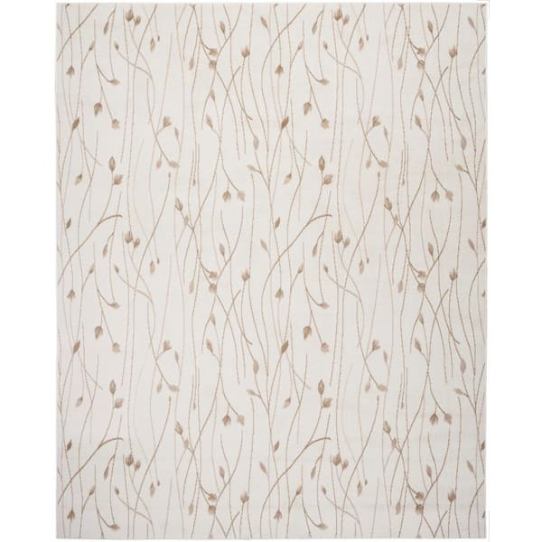 Nourison Grafix Ivory Beige 5 ft. x 7 ft. Floral Contemporary Area Rug