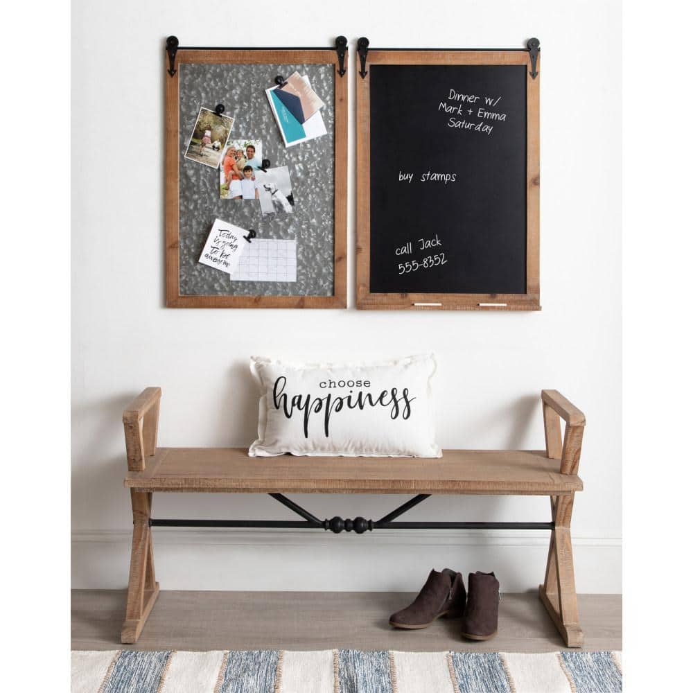 Rustic Brown Medium Wood and Steel Magnetic Memo Board