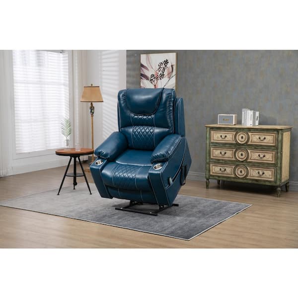 Blue Faux Leather Recliners Lift Chair Relax Sofa Chair Recliner