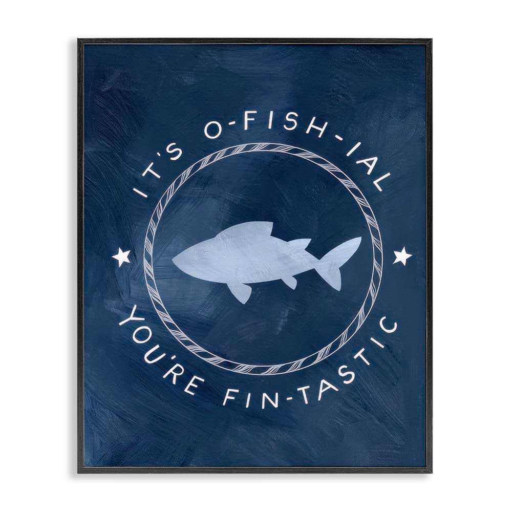 Officially Fantastic Fish Pun by Caverly Smith Black Framed Coastal Giclee Art Print 30 in. x 24 in. price history on PriceWatchPro