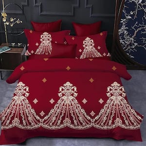 3PC All Season Bedding Red Queen Comforter Set-Ultra Soft 100% Microfiber Polyester-Striped Queen Comforter