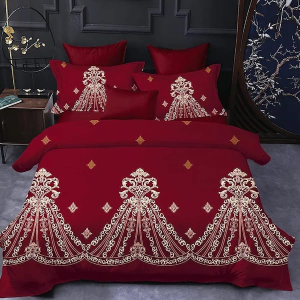 Shatex 3PC All Season Bedding Red Queen Comforter Set-Ultra Soft 100% Microfiber Polyester-Striped Queen Comforter