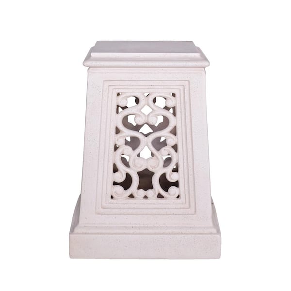 MPG 19 in. H Light Aged White Cast Stone Fiberglass Pedestal