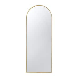 28 in. W x 74 in. H Arched Metal Framed Gold Mirror for Living Room