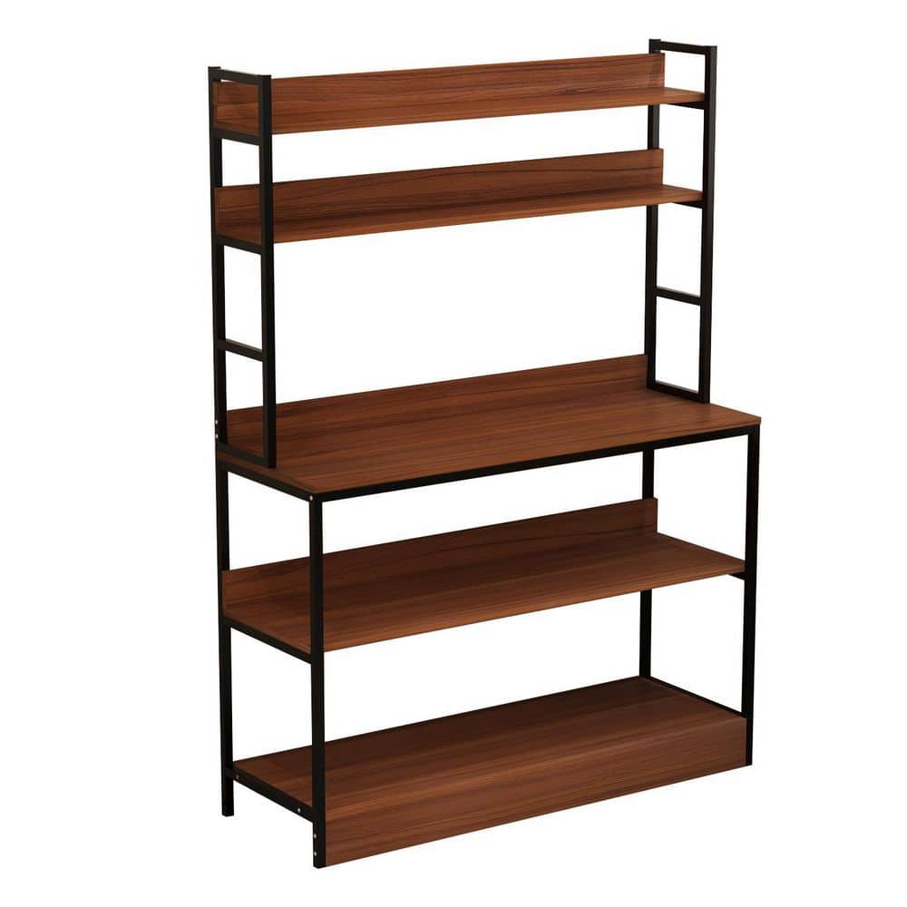 FUFU&GAGA Light Brown 5-plus Shelves Wood 35.4 in. W Baker's Rack Corner  Storage Shelf Unit Kitchen Organizer Rack KF260087-01-c - The Home Depot