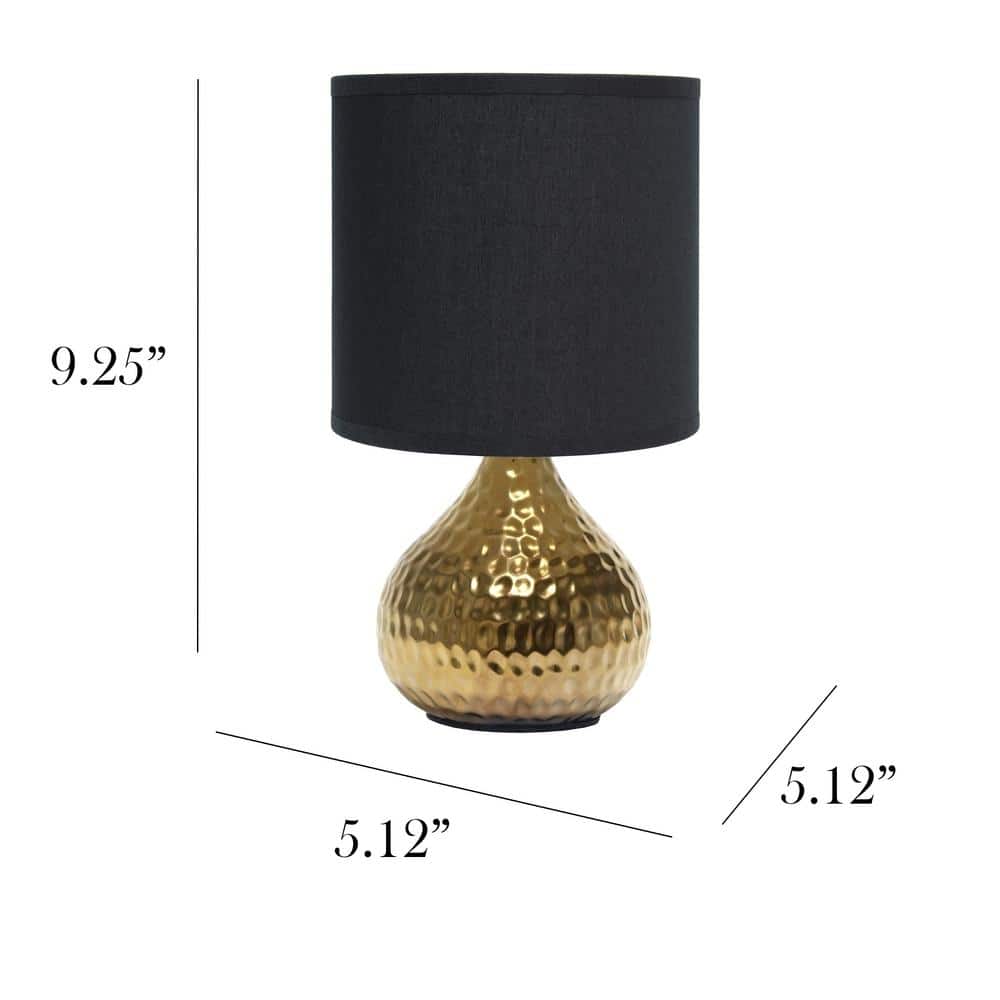 Hammered Gold Drip Mini Table Lamp with Black Shade
