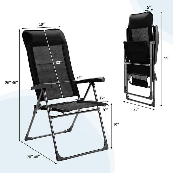 Gymax 2-Piece Black Patio Folding Dining Chairs Portable Camping