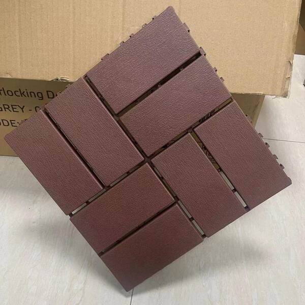 Tidoin Outdoor 1 ft. x 1 ft. Composite Interlocking Tile Deck Tile in Brown(36 Per Box)